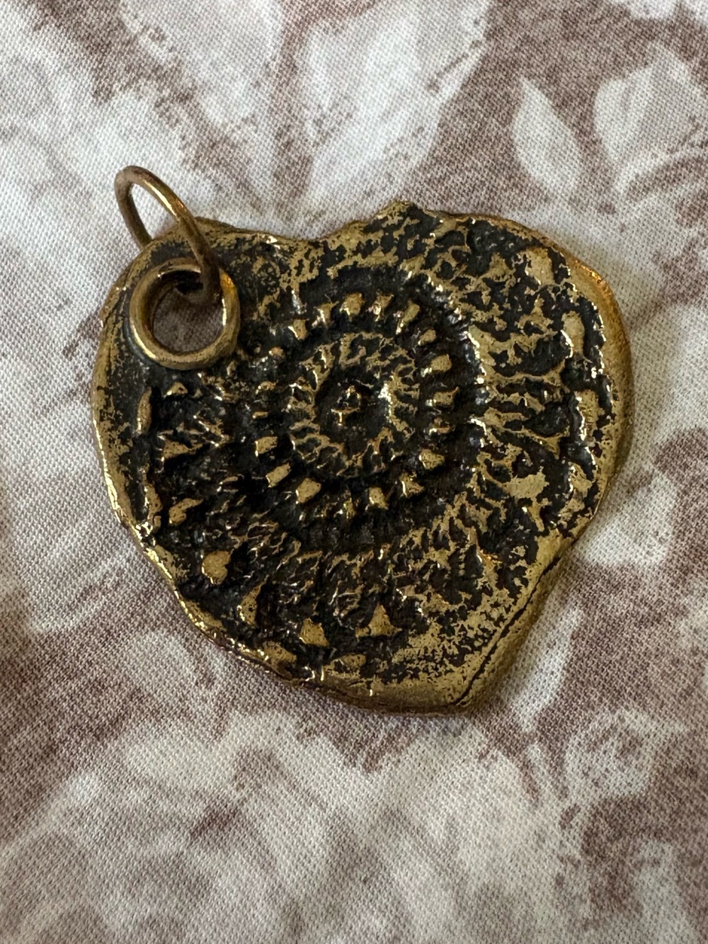 Waxing poetic heart pendant brass